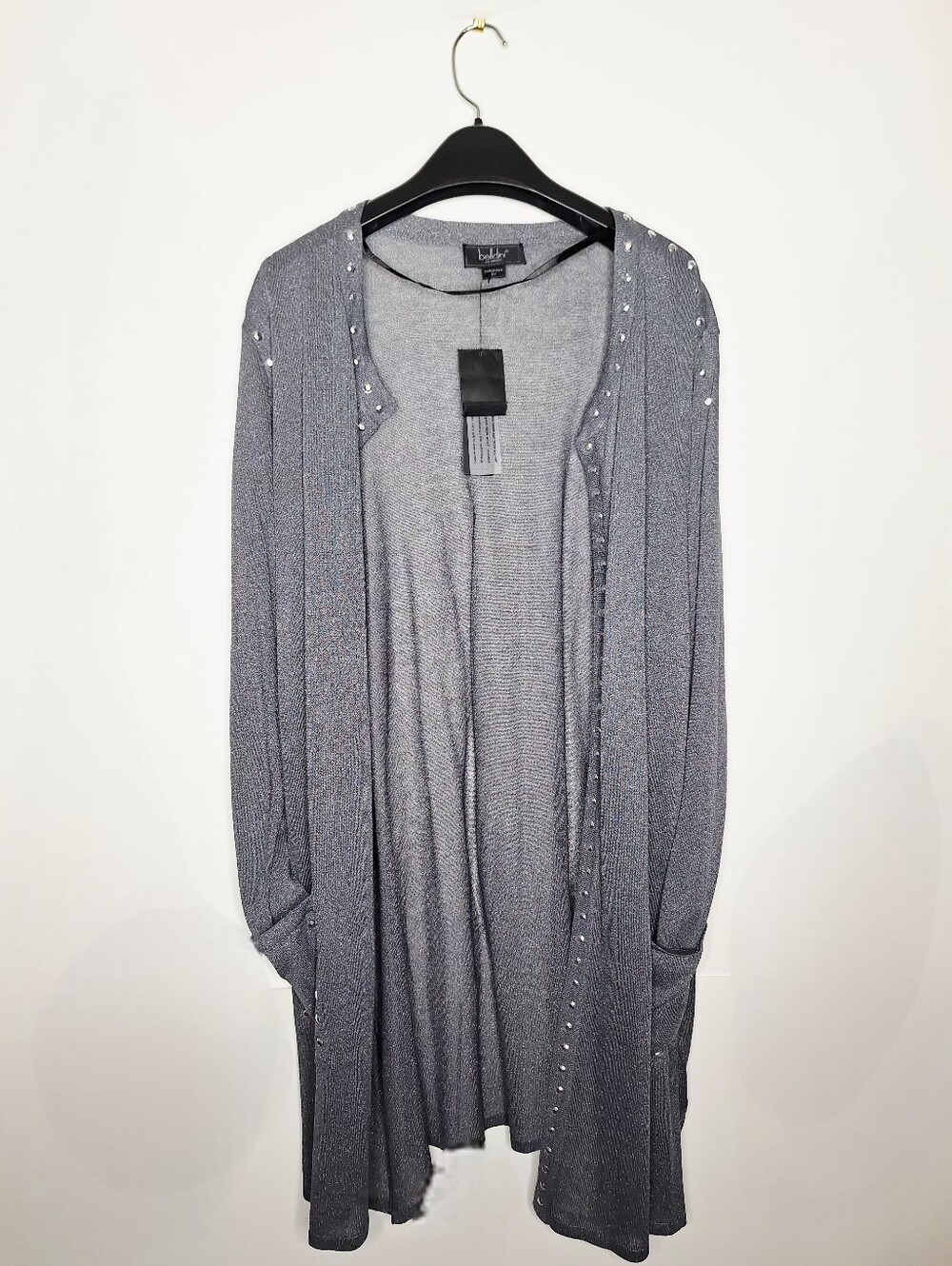 NWT Belldini "The Posh Lagenlook" Plus-size Metallic,studded,Cardigan.